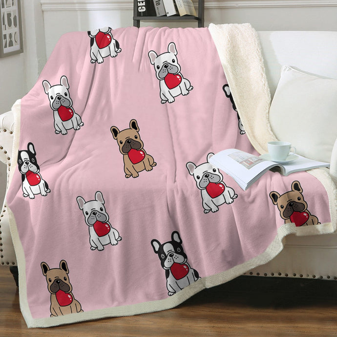 My Frenchie My Heart Soft Warm Fleece Blanket - 4 Colors-Blanket-Blankets, French Bulldog, Home Decor-Soft Pink-Small-1