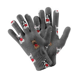 My Frenchie My Heart Touch Screen Gloves-Accessories-Accessories, Dog Dad Gifts, Dog Mom Gifts, French Bulldog, Gloves-Gray-4