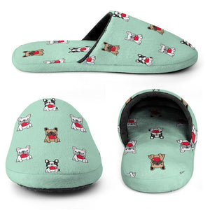 My Frenchie My Heart Women's Cotton Mop Slippers-Footwear-Accessories, French Bulldog, Slippers-12