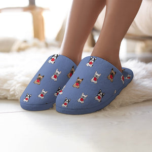 My Frenchie My Heart Women's Cotton Mop Slippers-Footwear-Accessories, French Bulldog, Slippers-2