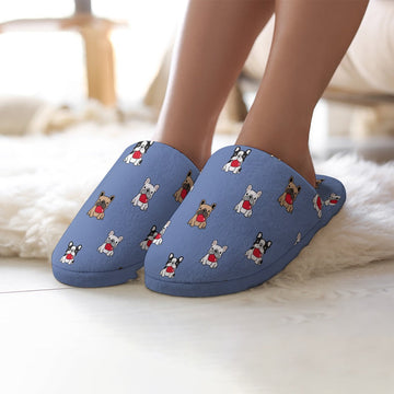 My Frenchie My Heart Womens Cotton Mop Slippers 2 360x