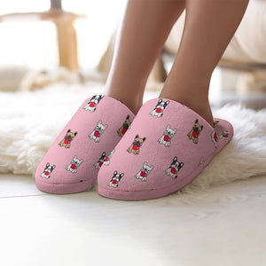 My Frenchie My Heart Women's Cotton Mop Slippers-Footwear-Accessories, French Bulldog, Slippers-7