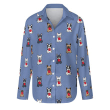 Load image into Gallery viewer, My Frenchie My Heart Women's Shirt-Apparel-Apparel,Dog Mom Gifts,French Bulldog,Shirt-S-CornflowerBlue_1-31