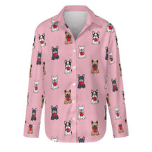 Load image into Gallery viewer, My Frenchie My Heart Women's Shirt-Apparel-Apparel,Dog Mom Gifts,French Bulldog,Shirt-S-Pink-1