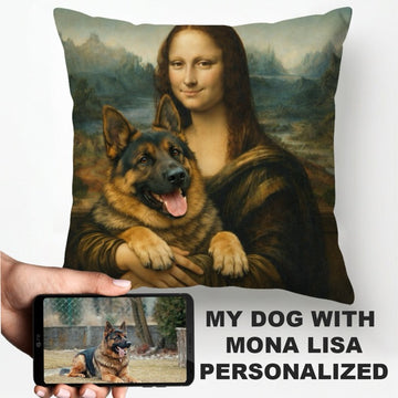 My German Shepherd With Mona Lisa Personalized Pillowcase 360x