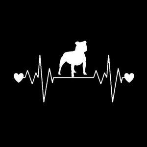 My Heart Beats Staffordshire Bull Terrier Vinyl Car Stickers-Car Accessories-Car Accessories, Car Sticker, Dogs, Staffordshire Bull Terrier-White-2