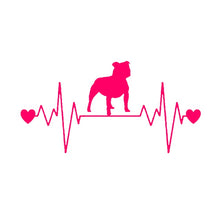 Load image into Gallery viewer, My Heart Beats Staffordshire Bull Terrier Vinyl Car Stickers-Car Accessories-Car Accessories, Car Sticker, Dogs, Staffordshire Bull Terrier-Pink-3