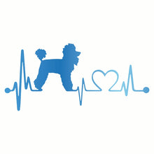 Load image into Gallery viewer, My Heart Beats Poodle Vinyl Car Decal Stickers-Chrome Blue-2pcs-16