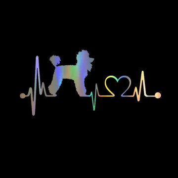 My Heart Beats Poodle Vinyl Car Decal Stickers Laser 2pcs 15 360x