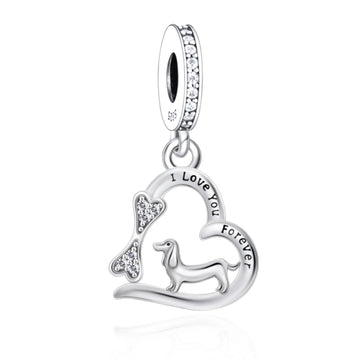 My Heart Belongs To A Dachshund Silver Charm Pendant 360x