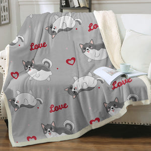My Husky My Love Soft Warm Fleece Blanket - 4 Colors-Blanket-Blankets, Home Decor, Siberian Husky-Warm Gray-Small-4