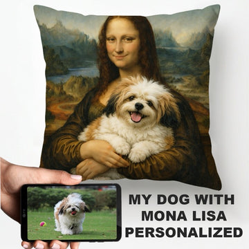 My Lhasa Apso With Mona Lisa Personalized Pillowcase 360x