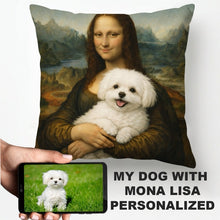 Load image into Gallery viewer, My Maltese with Mona Lisa - Personalized Pillowcase-Home Decor-Dog Dad Gifts,Dog Memorial Gifts,Dog Mom Gifts,Home Decor,Maltese,Personalize Artwork,Pillows-1