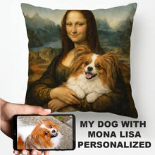 Load image into Gallery viewer, My Papillon with Mona Lisa - Personalized Pillowcase-Home Decor-Dog Dad Gifts,Dog Memorial Gifts,Dog Mom Gifts,Home Decor,Papillon,Personalize Artwork,Pillows-1