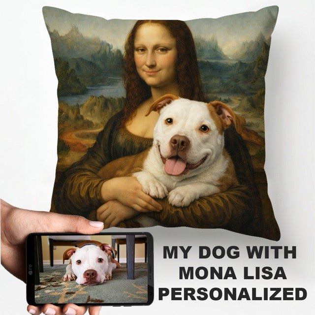 My Pit Bull With Mona Lisa Personalized Pillowcase