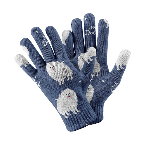 My Pomeranian Love Touch Screen Gloves-Accessories-Accessories, Dog Dad Gifts, Dog Mom Gifts, Gloves-Navy-1