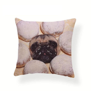 My Pug Loves Grub Cushion CoversCushion CoverOne SizeJelly-filled Donut Pug