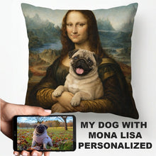 Load image into Gallery viewer, My Pug with Mona Lisa - Personalized Pillowcase-Home Decor-Dog Dad Gifts,Dog Memorial Gifts,Dog Mom Gifts,Home Decor,Personalize Artwork,Pillows,Pug-1