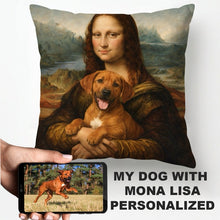 Load image into Gallery viewer, My Rhodesian Ridgeback with Mona Lisa - Personalized Pillowcase-Home Decor-Dog Dad Gifts,Dog Memorial Gifts,Dog Mom Gifts,Home Decor,Personalize Artwork,Pillows,Rhodesian Ridgeback-1