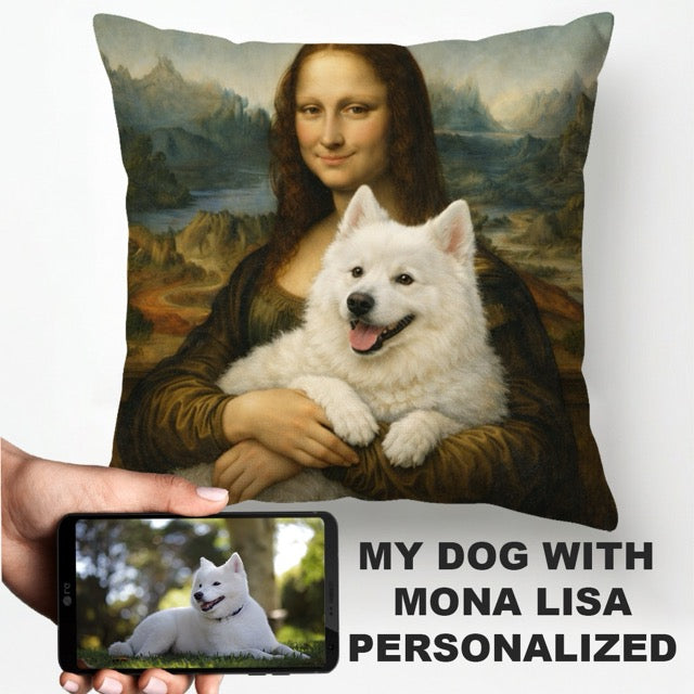 My Samoyed With Mona Lisa Personalized Pillowcase 750x