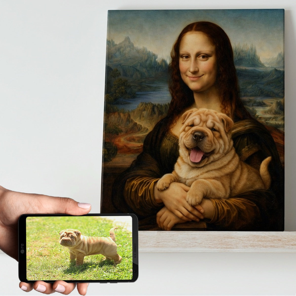 My Shar Pei with Mona Lisa Personalized Renaissance Dog Portrait