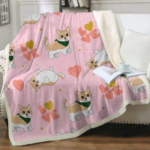 My Shiba My Love Soft Warm Fleece Blanket - 4 Colors-Blanket-Blankets, Home Decor, Shiba Inu-Soft Pink-Small-2