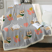 Load image into Gallery viewer, My Shiba My Love Soft Warm Fleece Blanket - 4 Colors-Blanket-Blankets, Home Decor, Shiba Inu-Warm Gray-Small-3