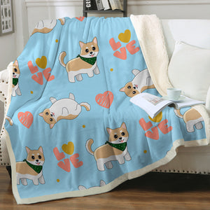 My Shiba My Love Soft Warm Fleece Blanket - 4 Colors-Blanket-Blankets, Home Decor, Shiba Inu-Sky Blue-Small-4