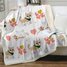 Load image into Gallery viewer, My Shiba My Love Soft Warm Fleece Blanket - 4 Colors-Blanket-Blankets, Home Decor, Shiba Inu-Ivory-Small-1