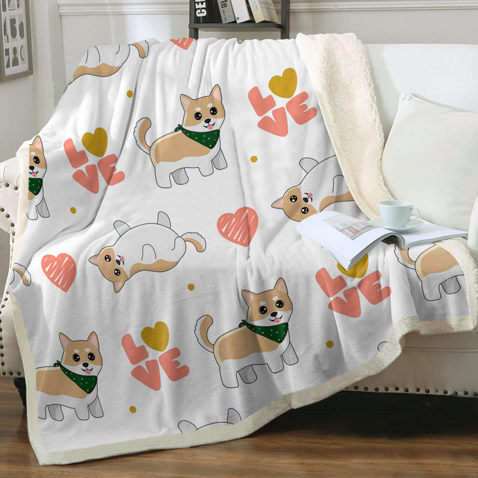 My Shiba My Love Soft Warm Fleece Blanket - 4 Colors-Blanket-Blankets, Home Decor, Shiba Inu-Ivory-Small-1