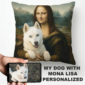 My Siberian Husky With Mona Lisa Personalized Pillowcase 360x