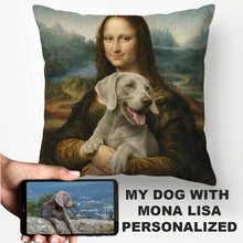 Load image into Gallery viewer, My Weimaraner with Mona Lisa - Personalized Pillowcase-Home Decor-Dog Dad Gifts,Dog Memorial Gifts,Dog Mom Gifts,Home Decor,Personalize Artwork,Pillows,Weimaraner-1