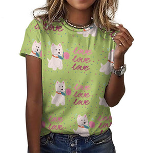 My Westie My Biggest Love All Over Print Women's Cotton T-Shirt - 4 Colors-Apparel-Apparel, Shirt, T Shirt, West Highland Terrier-15