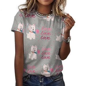 My Westie My Biggest Love All Over Print Women's Cotton T-Shirt - 4 Colors-Apparel-Apparel, Shirt, T Shirt, West Highland Terrier-9
