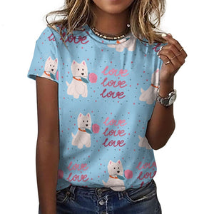 My Westie My Biggest Love All Over Print Women's Cotton T-Shirt - 4 Colors-Apparel-Apparel, Shirt, T Shirt, West Highland Terrier-14
