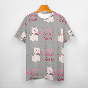 My Westie My Biggest Love All Over Print Women's Cotton T-Shirt - 4 Colors-Apparel-Apparel, Shirt, T Shirt, West Highland Terrier-6