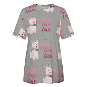 My Westie My Biggest Love All Over Print Women's Cotton T-Shirt - 4 Colors-Apparel-Apparel, Shirt, T Shirt, West Highland Terrier-8