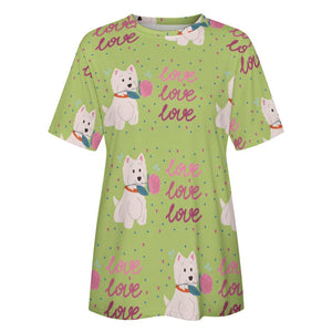 My Westie My Biggest Love All Over Print Women's Cotton T-Shirt - 4 Colors-Apparel-Apparel, Shirt, T Shirt, West Highland Terrier-10