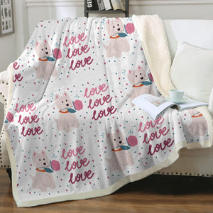 My Westie My Biggest Love Soft Warm Fleece Blanket - 4 Colors-Blanket-Blankets, Home Decor, West Highland Terrier-Ivory-Small-2