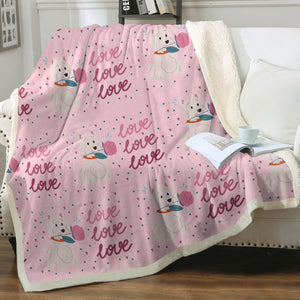 My Westie My Biggest Love Soft Warm Fleece Blanket - 4 Colors-Blanket-Blankets, Home Decor, West Highland Terrier-Soft Pink-Small-3