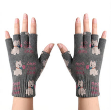 Load image into Gallery viewer, My Westie My Biggest Love Touch Screen Gloves-Accessories-Accessories,Dog Dad Gifts,Dog Mom Gifts,Gloves,West Highland Terrier-Gray-Fingerless Gloves-4