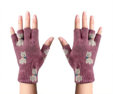 Load image into Gallery viewer, My Westie My Biggest Love Touch Screen Gloves-Accessories-Accessories,Dog Dad Gifts,Dog Mom Gifts,Gloves,West Highland Terrier-Rose gold-Fingerless Gloves-2