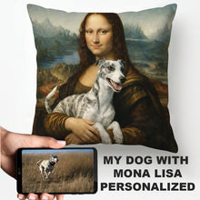 Load image into Gallery viewer, My Whippet with Mona Lisa - Personalized Pillowcase-Home Decor-Dog Dad Gifts,Dog Memorial Gifts,Dog Mom Gifts,Home Decor,Personalize Artwork,Pillows,Whippet-1