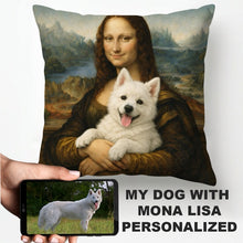 Load image into Gallery viewer, My White Swiss Shepherd with Mona Lisa - Personalized Pillowcase-Home Decor-Dog Dad Gifts,Dog Memorial Gifts,Dog Mom Gifts,Home Decor,Personalize Artwork,Pillows,White Swiss Shepherd-1