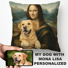 Load image into Gallery viewer, My Yellow Labrador Retriever with Mona Lisa - Personalized Pillowcase-Home Decor-Dog Dad Gifts,Dog Memorial Gifts,Dog Mom Gifts,Home Decor,Labrador,Personalize Artwork,Pillows-1