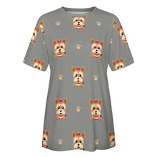 Load image into Gallery viewer, My Yorkie My Love All Over Print Women&#39;s Cotton T-Shirt - 4 Colors-Apparel-Apparel, Shirt, T Shirt, Yorkshire Terrier-9