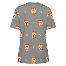 Load image into Gallery viewer, My Yorkie My Love All Over Print Women&#39;s Cotton T-Shirt - 4 Colors-Apparel-Apparel, Shirt, T Shirt, Yorkshire Terrier-13