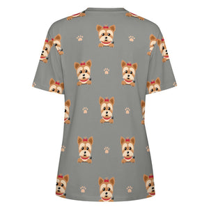 My Yorkie My Love All Over Print Women's Cotton T-Shirt - 4 Colors-Apparel-Apparel, Shirt, T Shirt, Yorkshire Terrier-13