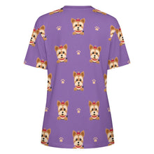 Load image into Gallery viewer, My Yorkie My Love All Over Print Women&#39;s Cotton T-Shirt - 4 Colors-Apparel-Apparel, Shirt, T Shirt, Yorkshire Terrier-15