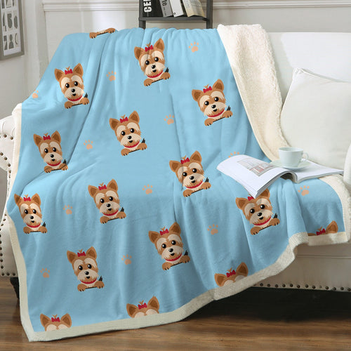 My Yorkie My Love Soft Warm Fleece Blanket - 4 Colors-Blanket-Blankets, Home Decor, Yorkshire Terrier-Sky Blue-Small-1